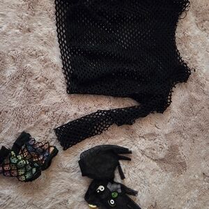 Black Fishnet Top with Accessories